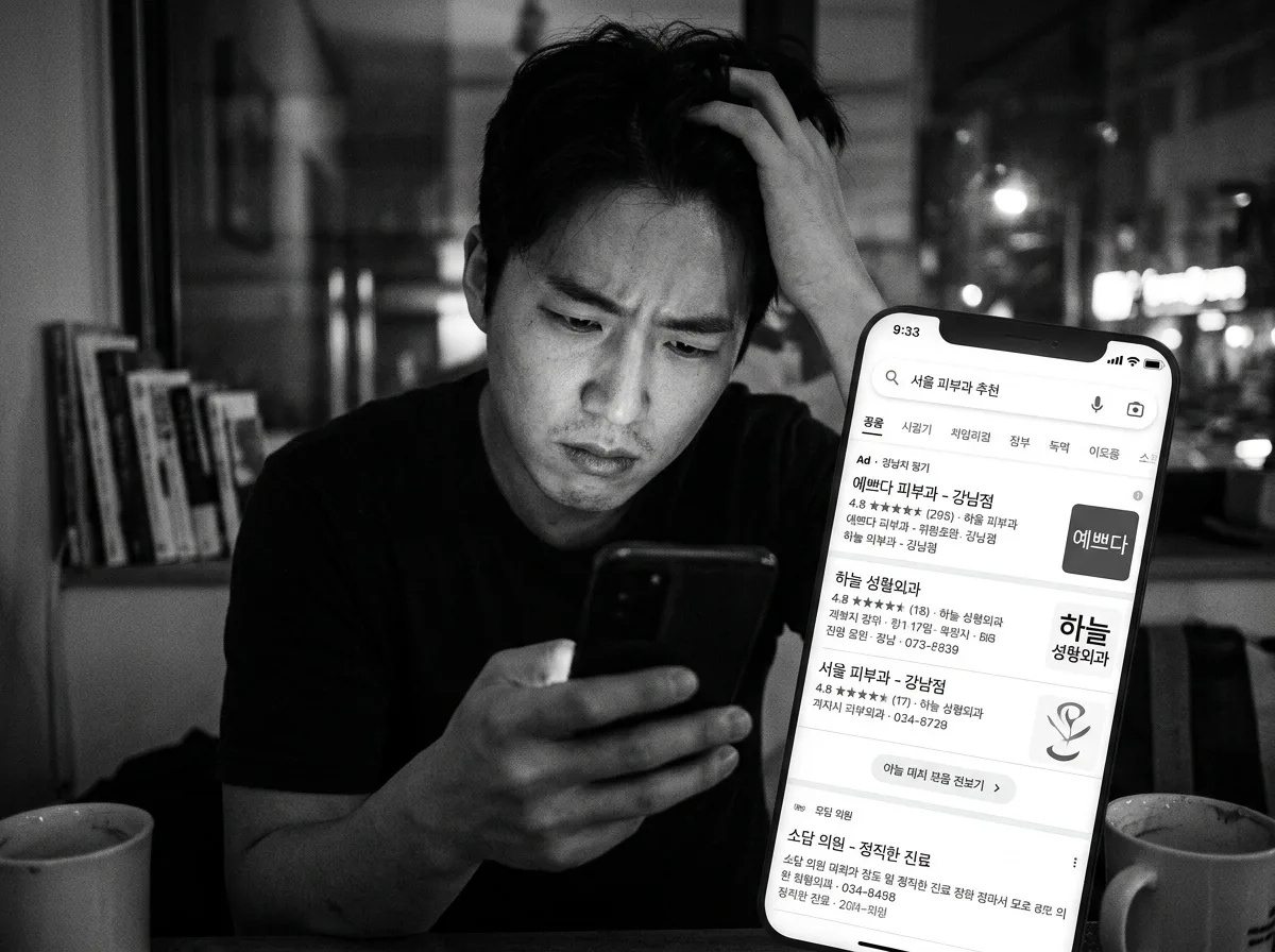 네이버 검색 결과에 안 보이는 상황 일러스트
